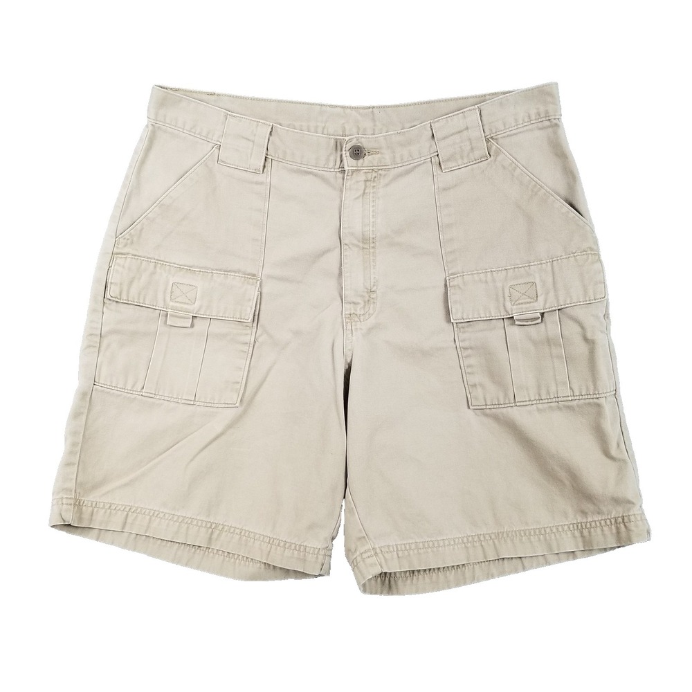 Lee Cargo Shorts Mens 34 Khaki Tan Outdoor Utility Pockets 100% Cotton